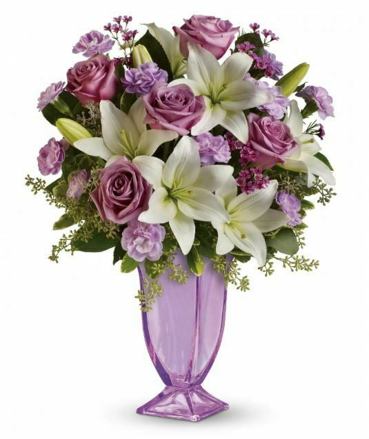 12M200 Lavender Glass Pedestal Vase Teleflora Lavender Love Vase New 