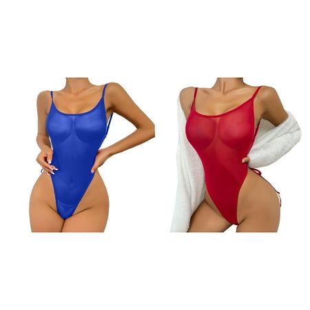 2-Pack Women s 1 Piece Backless Mesh Bodysuit Neck Lace Up Sheer Teddy Nightie Lace Up Lingerie Fishing Net Underwear Sleepwear Steel Ring Pajamas Gart plus Size Corsets for Women Lingerie Satin