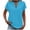A04 Sky Blue, variant on Linen Shirt for Women Summer Button Down Short Sleeve V Neck Tops Solid Color Comfy Blouses Casual Dressy Tunic Top