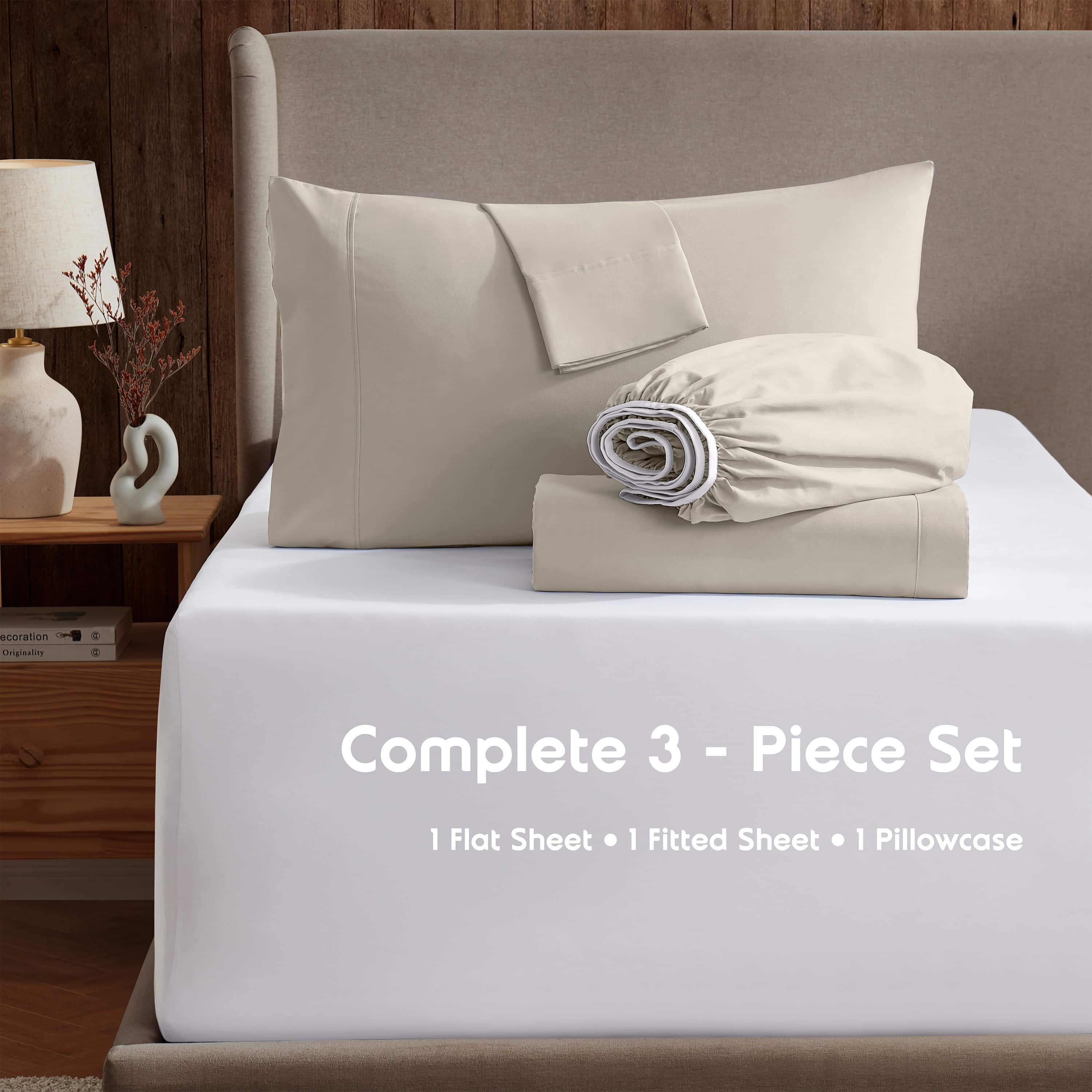 LammaLoe Extra Deep Pocket Twin Xl Sheets Set, 3 Piece, Fits 18"-24" Mattress, Breathable & Extra Soft Bed Sheets, Linen