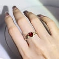 thumbnail image 3 of Romantic 6.0mm Heart-Cut Lab-Created Ruby & Diamond Ring - Flower and Leaf Inspired Design, Exquisite Jewelry for Women, Perfect for Special Occasions, 3 of 6