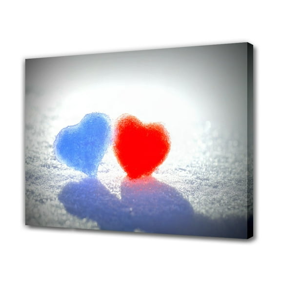 Winter Snow Love Blue Red Canvas Poster Bedroom Decor Sports Landscape Office Room Decor Gift,Frame-style,12x18inch(30x45cm)