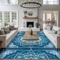 thumbnail image 3 of 6'x9' Area Rugs, Navy Blue Boho Indoor Outdoor Area Rug for Living Room Bedroom, Southwestern Floral Ethnic Tribal Abstract Washable Bathroom Rugs Kitchen Floor Carpet Mats Home Decor Aesthetic, 3 of 8