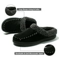 thumbnail image 3 of Needbo Men's Moccasin Slippers Microsuede Whipstitch Sherpa Lining Indoor Ourdoor Microfiber House Comfort Memory Foam Slip on Shoes Black, Size 12-13, 3 of 7