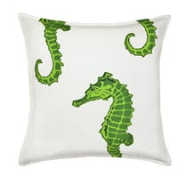 Greendale Home Fashions 20" x 20" Green Seahorse Cotton Canvas Decorative Pillow