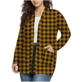 thumbnail image 3 of Plaid Cardigans for Women Plus Size Long Sleeve Tops Womens Open Front Loose Casual Fall Cardigans with Pockets L-5XL, 3 of 6