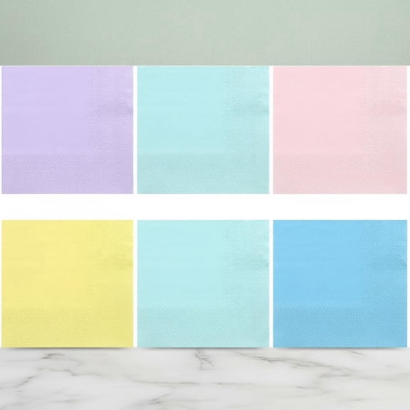 Pastel Napkins, 2-Ply Disposable Cocktail Napkins Rainbow Dessert Beverage Colorful Paper Napkin