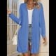 thumbnail image 5 of Cárdigan Ligero de Larga con Botones y Bolsillos para Mujer, Abierto Al Frente, Holgado y Ligero Azul S, 5 of 9