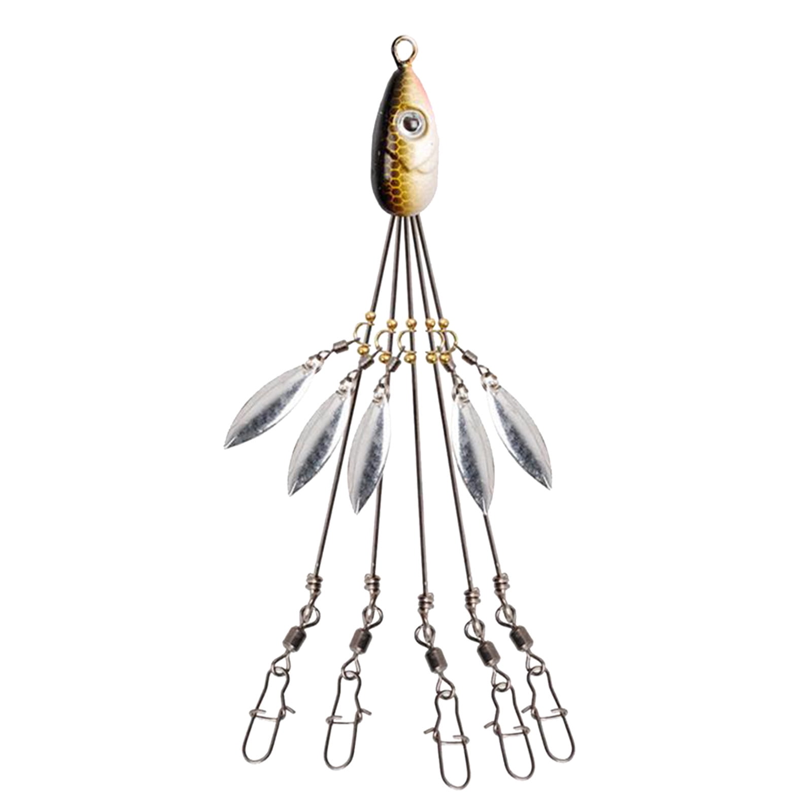 Voss 5 Arms Alabama Umbrella Rig Fishing Bait with Barrel Swivels for Bass Bait, C