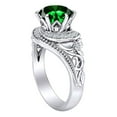 thumbnail image 2 of AFFY 2.28 Carat Round Shape Simulated Emerald & Natural Diamond Filigree Engagement Ring 14K Solid White Gold Ring Size-6, 2 of 2