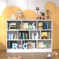 thumbnail image 2 of Cozy Castle Wood Bookshelf, 3-Tier Open Shelf Bookcase, 10 Cube Storage Organizer with Anti-Tilt Device, Freestanding Book Storage Shelves for Bedroom, Living Room,White, 2 of 7