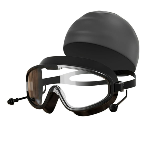 LongLiYi Home Products,Adult Large Frame Swimming Goggles High Definition Swimming Goggles Swimming Cap Piece Earplugs Sports Equipment