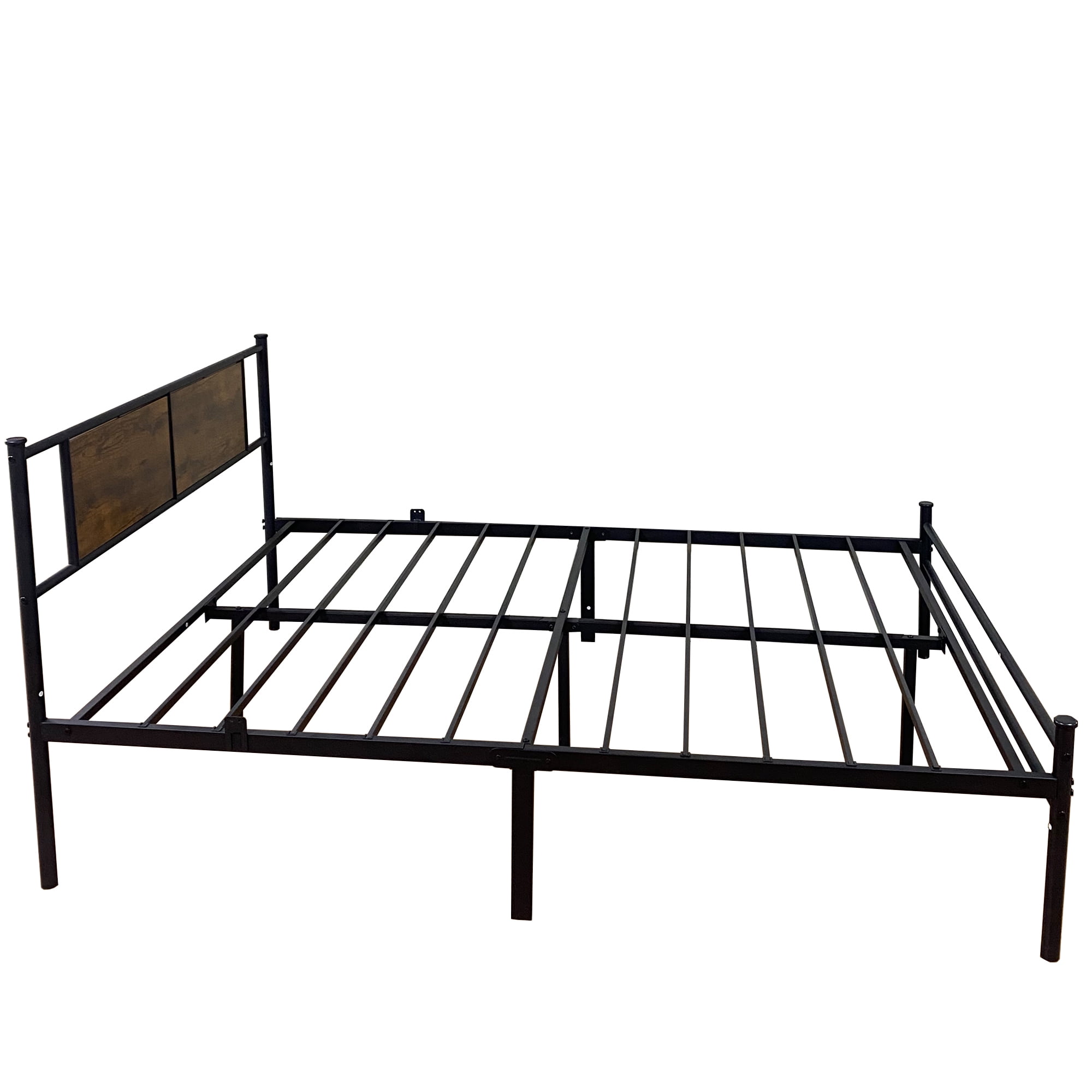 Full Size Bed Frame with Headboard, Metal Platform Bed Frame with Metal Slats Support, Easy Assembly, Black