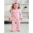 thumbnail image 3 of Gzhioc Baby Girl Birthday Romper Ruffles Cake Bow Print Long Sleeve Zip Up Jumpsuit Bow Headband, 3 of 9