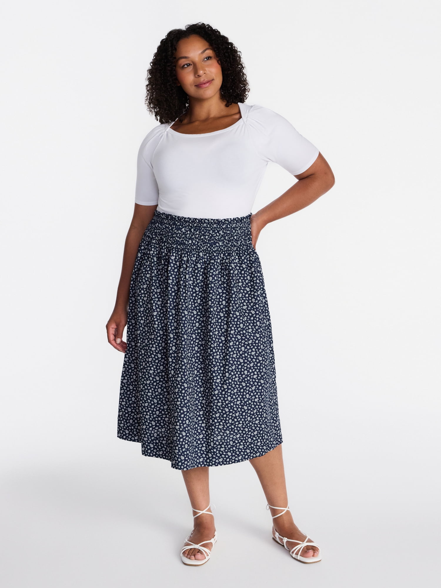 Time and Tru Women's Smocked Skirt, Sizes XS-XXXL