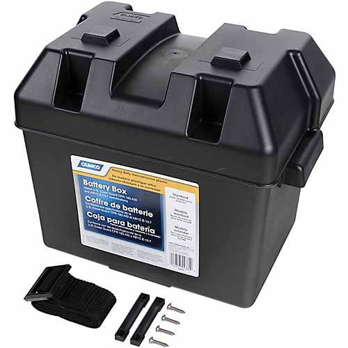 Drop Down Battery Box Stainless Steel Group 24 Batteries Black Powder Coated