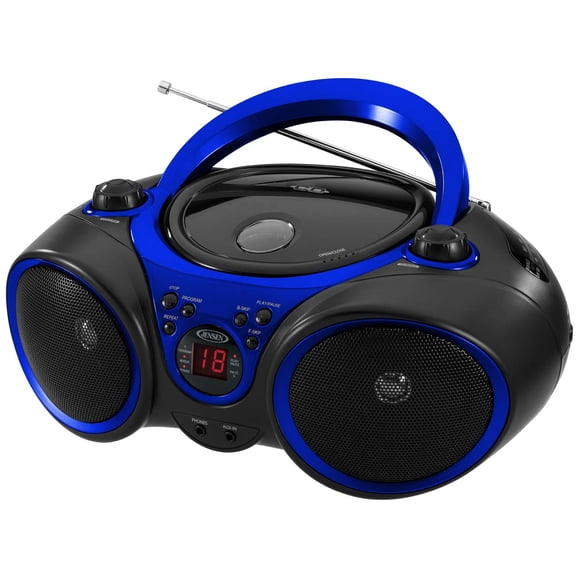 Jensen CD-490 Reproductor de CD estéreo deportivo portátil con radio AM/FM y entrada de línea auxiliar y conector para auriculares (azul)