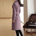 thumbnail image 4 of Stichou Women's Elegant Notched Lapel Coat Mid-Length Thicken Warm Wool Blend Coats Casual Fall Winter Long Overcoat with Pockets Light Purple M, 4 of 5