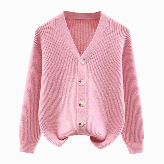 Splozh Girls Cardigan Long Sleeve Button Down Sweater Toddler Kids Knit School Sweaters Knit Baby Outfit,Pink,13-14 Years
