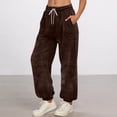 thumbnail image 3 of MAIHAN-Womens Joggers with Pockets Casual Loose Striped Drawstring Elastic High Waist Pants Athletic Straight Leg Sweatpants Lounge Travel Joggers Fall Fashion Must Haves(Coffee,XL), 3 of 5