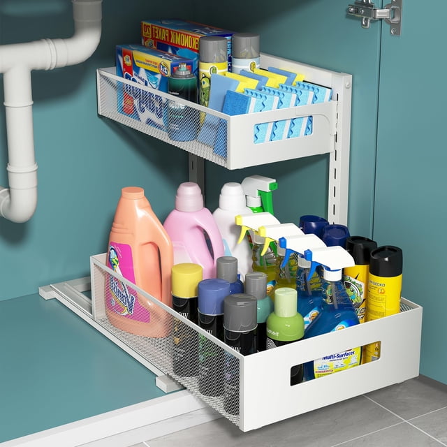 Tistaya Organizador Debajo Del Fregadero De Cocina Extraíble Organizador Debajo Del Fregadero Funcional De Metal Organizador Debajo Del Fregadero De Altura Ajustable Almacenamiento Debajo Del Fregader