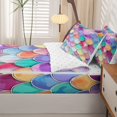 thumbnail image 5 of Homewish Watercolor Mermaid Scale Zipper Twin Comforter Sets with Fitted Sheet and 2 Pillowcases,Multicolor Zipper Bedding Set,Reversible,4pcs, 5 of 8