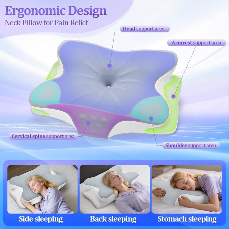 YUWENUS Cooling Memory Foam Cervical Pillow, 2-Pack photo 3