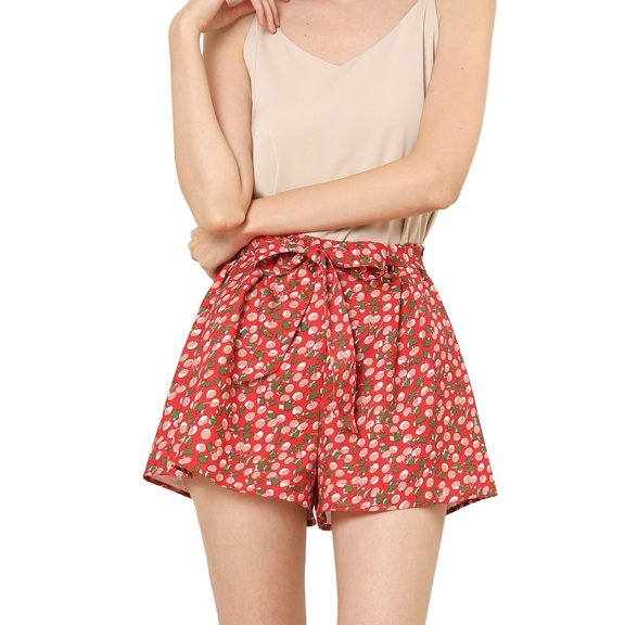 DARING DIVA Juniors Self Bow Tie Elastic High Waist Summer Beach Culottes Shorts