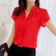 thumbnail image 1 of Camiseta elegante de manga corta para mujer, camisa de estilo coreano con manga abombada y cuello de pico, Tops informales blancos, ropa para mujer 2021, 1 of 5