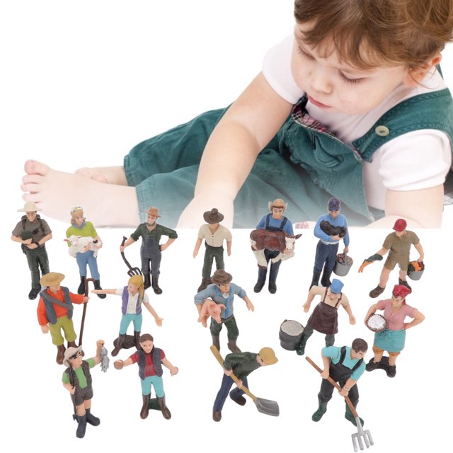 Juguete En Miniatura De Granjero, Material Plástico, Escala Pequeña, Modelo De Personaje De Granja, Conjunto Para Accesorios De Fotografía