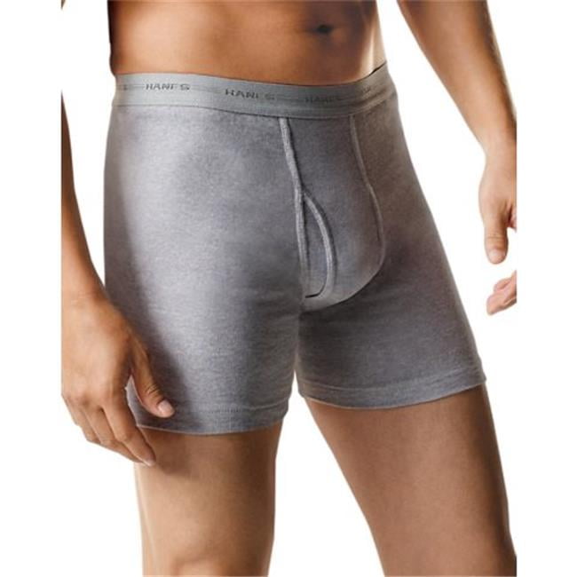 Hanes 2349b7 Mens Boxer Brief With Comfort Flex Waistband Black And Grey