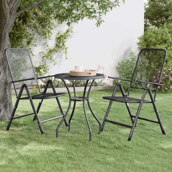 vidaXL 24.21" Expanded Metal Mesh Waterproof Outdoor Dining Table, Anthracite