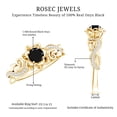 thumbnail image 6 of Rosec Jewels Natural Black Onyx Flower Engagement Ring for Women - Black Onyx Diamond Ring - AAA Quality - with Jewelry Box, 14K Yellow Gold, US 8.00, 6 of 9