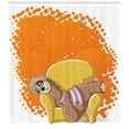 thumbnail image 3 of Ambesonne Sloth Shower Curtain, Lazy Female on the Couch, 69"Wx70"L, Orange Yellow, 3 of 3