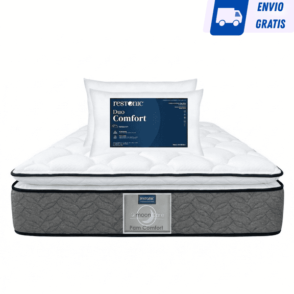 Colchón King Size Restonic Pam Ultra Confort  Ortopédico + 2 Almohadas