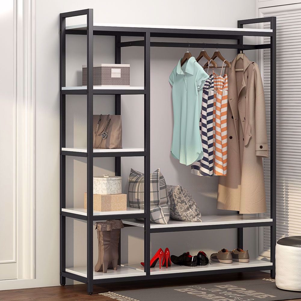 Metal Closet Organizer Wardrobe Shelves System Clothes Storage Rack Heavy Duty 