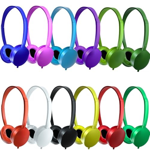 CN-Outlet Auriculares para niños a granel, paquete de 25 para estudiantes escolares, adolescentes, niños, regalo y adultos, venta al por mayor, auriculares con cable ajustables en la oreja para el aul