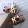 thumbnail image 3 of UngA Closed Toe Sandals for Girls Girls Wedge Sandals Summer Dress Platform Sandals Wedding Sandals for Little Kid To Big Kid Flower Girl Sandals(Gold,Size 12.5), 3 of 6