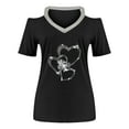 thumbnail image 4 of ALLLIST Spring Tops Black Embellished Heart Short Sleeve V-Neck T-Shirts Womens Shirts Under $5 M, 4 of 4