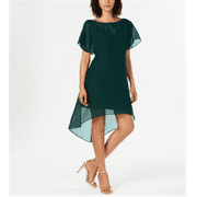 Adrianna Papell Chiffon-Overlay a-Line Dress Hunter Black Size M