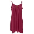 thumbnail image 5 of Leutsin Ladies V-neck Mid-Waist Loose Button Solid Color Sleeveless Suspender Dress, 5 of 5