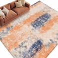 thumbnail image 2 of Orange Blue Area Rug 6x9 FT, Non Slip Living Room Throw Carpet, Minimalist Smear Abstract Art Painting Washable Soft Large Floor Carpet Non-Shedding Rug for Bedroom Dining Room Play Room, 2 of 9