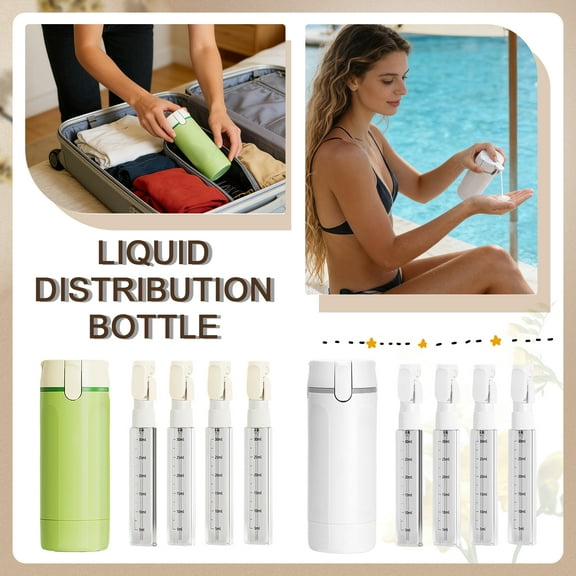 4 in 1 Travel Dispenser,4 Pack 30ML Travel Bottles for Toiletries,Leak Proof Travel Size Containers,Portable Containers for Shampoo Lotion Conditioner Cream - Green