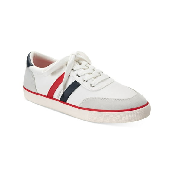 CLUBROOM Mens White Striped Cushioned Noah Round Toe Platform Lace-Up Sneakers 10.5 M