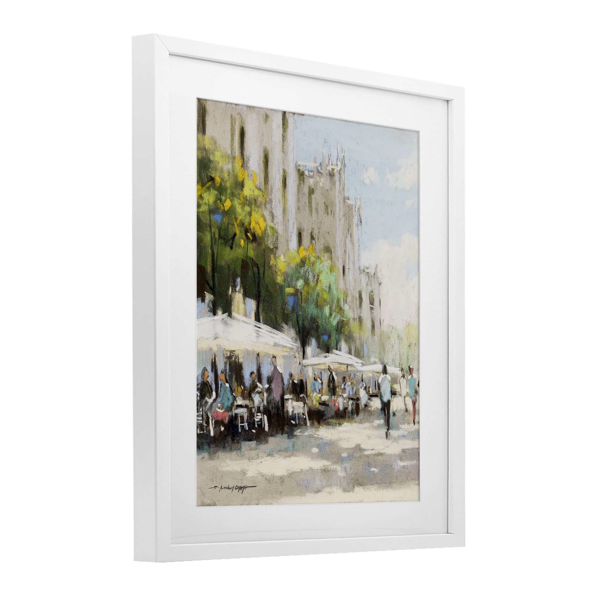 Stupell Industries Street Cafe on Boulevard White Framed Print Under Glass, design by Anthony Orme