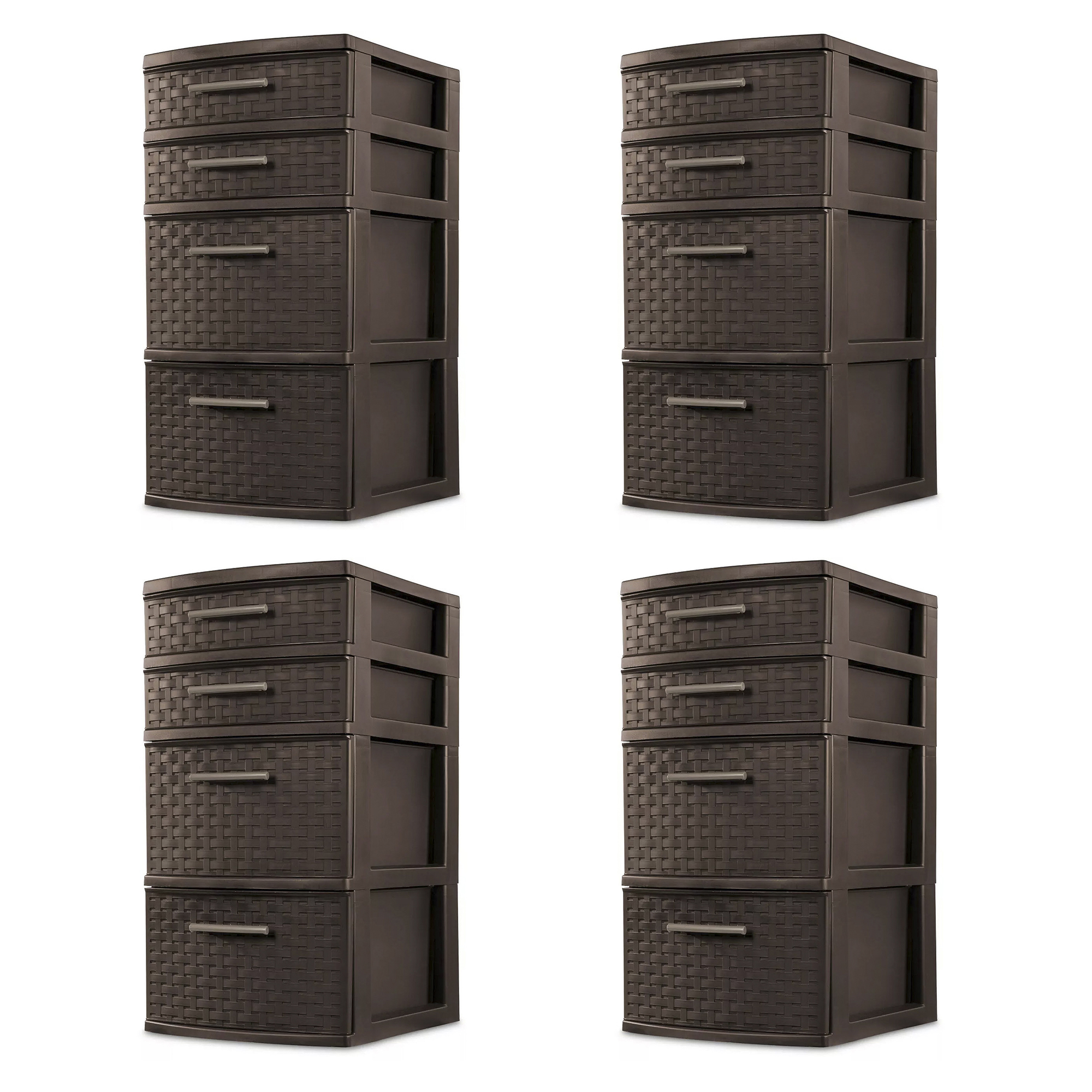Sterilite 4 Drawer Organizer Storage Tower with Medium Weave, Brown (4