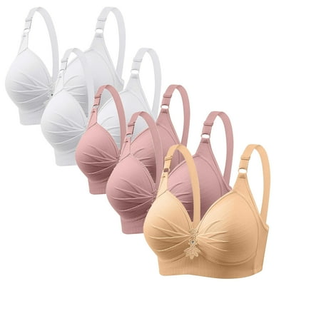 Sinzelimin 5Pcs Women s Push Up Full Coverage Bra Seamless No Underwire Bralettes Adjustable Strap Everyday Underwear