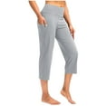 thumbnail image 2 of UJNDER Women's Lightweight 3/4 Trousers Casual Loose Fit Plain Yoga Pants with Pockets Soft Comfortable Fabric Sports Trousers Gray M, 2 of 6