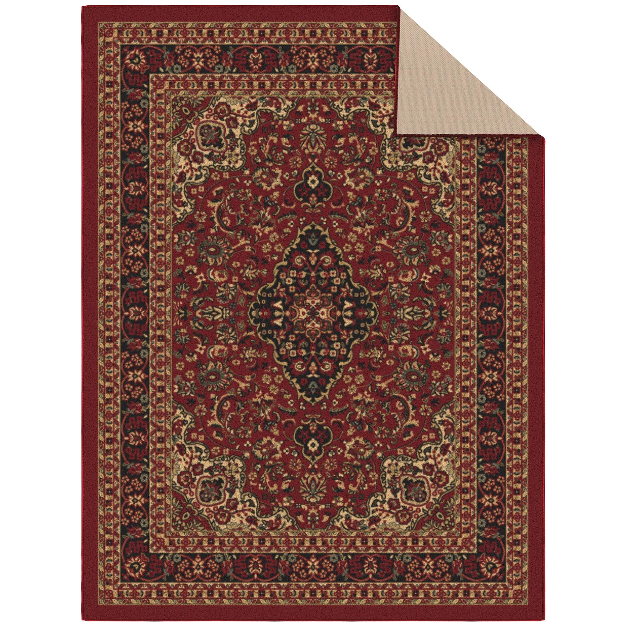 Ottomanson Medallion Area Rug 5' x 6'6" - Non Slip Low Pile Carpet, Red