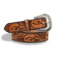 thumbnail image 4 of Resistance Men's Full-Grain Argentinian Leather Western Cowboy Belt with Floral Engraved Silver Buckle, 4 of 9